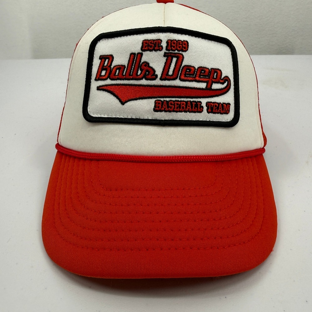Spirit Balls Deep Baseball Team Trucker Hat Mens OSFA Red Snapback Mesh Cap